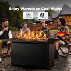 43′′ Fire Pit Table with Glass Beads & Lid, CSA-Certified Gas Fire Pit with Cup Holders, Hanging Shelf & Nylon, alternate