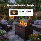 43′′ Fire Pit Table with Glass Beads & Lid, CSA-Certified Gas Fire Pit with Cup Holders, Hanging Shelf & Nylon, alternate