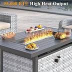 43 in Wicker Propane Fire Pit Table with Lid, 55,000 BTU, alternate view 2