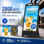 43" Outdoor Digital Signage, 2000nits Portable Digital Signage Display in Black, alternate view 4