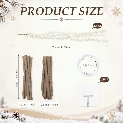 43 Pcs Winter Wonderland Decorations, Artificial Hanging Vines, alternate view 2