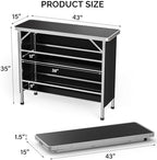 43" Portable Bar Table, 3-Tier Shelves, Mobile Bar Table for Events, Party, Camping, Picnic, Tradeshow, Indoor, alternate