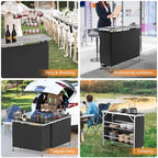 43" Portable Bar Table, 3-Tier Shelves, Mobile Bar Table for Events, Party, Camping, Picnic, Tradeshow, Indoor, alternate