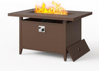 43" Propane Fire Pit Table, 55,000 BTU Outdoor Gas Fire Table with Lid, Waterproof Cover & Fire Glass Beads