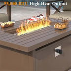 43" Propane Fire Pit Table, 55,000 BTU Outdoor Gas Fire Table with Lid, Waterproof Cover & Fire Glass Beads, alternate view 4