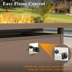 43" Propane Fire Pit Table, 55,000 BTU Outdoor Gas Fire Table with Lid, Waterproof Cover & Fire Glass Beads, alternate view 6
