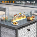 43" Propane Fire Pit Table with Tempered Glass Wind Guard in Gray, alternate view 4