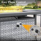 43" Propane Fire Pit Table with Tempered Glass Wind Guard in Gray, alternate view 6