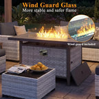 43" Propane Fire Pit Table with Tempered Glass Wind Guard in Gray, alternate view 7