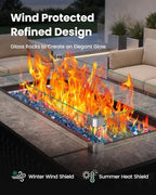 43" Propane Fire Table, with Ceramic Top, Wind Guard, Lid, Glass Rock, alternate view 4