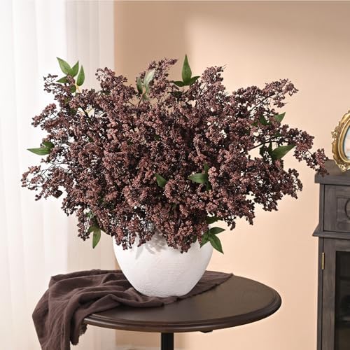43In Faux Berry Stems, Artificial Nandina Branches Fall Decor, Dark Brown in Dark Brown