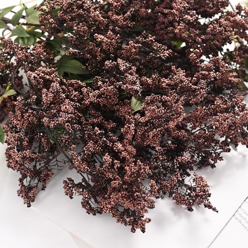 43In Faux Berry Stems, Artificial Nandina Branches Fall Decor, Dark Brown in Dark Brown, alternate view 4