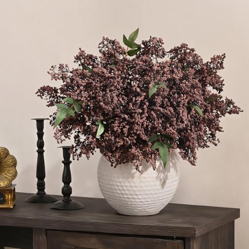 43In Faux Berry Stems, Artificial Nandina Branches Fall Decor, Dark Brown in Dark Brown, alternate view 6
