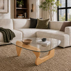 44.88-Inch Mid-Century Modern Triangle Glass Coffee Table