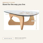 44.88-Inch Mid-Century Modern Triangle Glass Coffee Table, alternate view 2