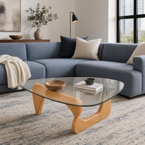 44.88-Inch Mid-Century Modern Triangle Glass Coffee Table, alternate view 3