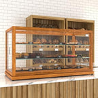 44 in. Horizontal Light Wood Countertop Dry Bakery Display Case, Large Bread, Pastry and Dessert Display with, alternate view