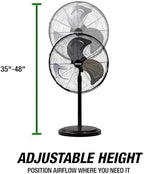 44887 Adjustable 20 Inch Oscillating Pedestal Fan 3,320 CFM, alternate view 3