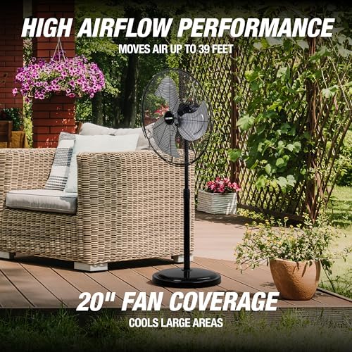 44887 Adjustable 20 Inch Oscillating Pedestal Fan 3,320 CFM, alternate view 4