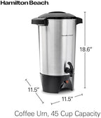 45 Cup Coffee Urn and Hot Beverage Dispenser, Silver in Silver, alternate view 3