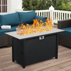 45 Inch Fire Table for Outside 60000 BTU Steel Gas Fire Pit Outdoor Fire Pit Table with Woodgrain Tile-Effect, alternate view