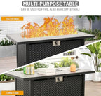 45 Inch Fire Table for Outside 60000 BTU Steel Gas Fire Pit Outdoor Fire Pit Table with Woodgrain Tile-Effect, alternate view