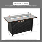 45 Inch Fire Table for Outside 60000 BTU Steel Gas Fire Pit Outdoor Fire Pit Table with Woodgrain Tile-Effect, alternate view