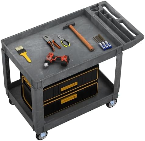 45 x 25 in Heavy Duty Rolling Utility Cart on Wheels, Grey in Grey