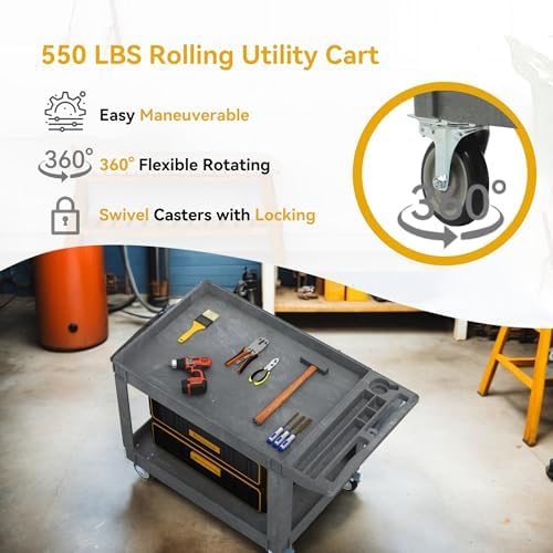 45 x 25 in Heavy Duty Rolling Utility Cart on Wheels, Grey in Grey, alternate view 3