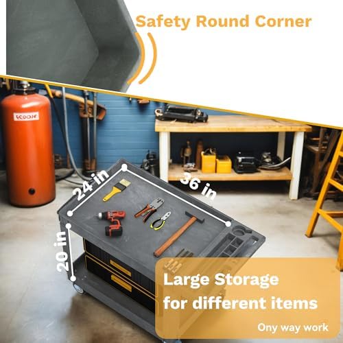 45 x 25 in Heavy Duty Rolling Utility Cart on Wheels, Grey in Grey, alternate view 4