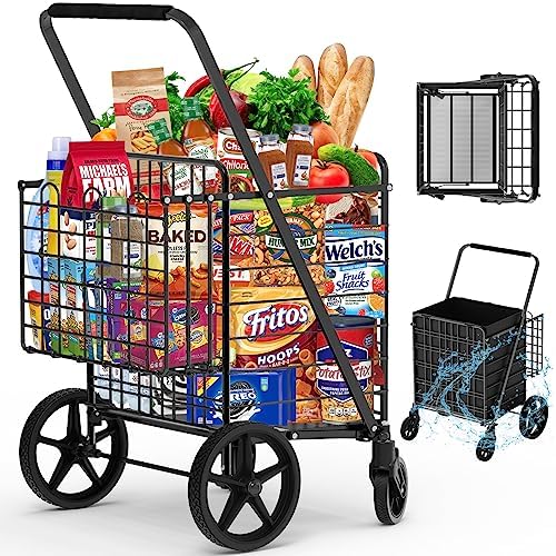 450lbs Capacity Shopping Cart, Upgrade Huge Grocery Cart on Wheels