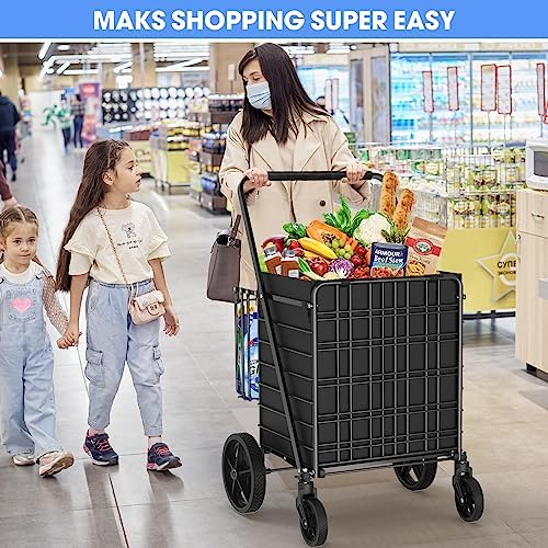 450lbs Capacity Shopping Cart, Upgrade Huge Grocery Cart on Wheels, alternate view 2