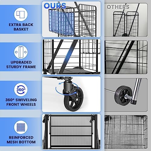 450lbs Capacity Shopping Cart, Upgrade Huge Grocery Cart on Wheels, alternate view 4