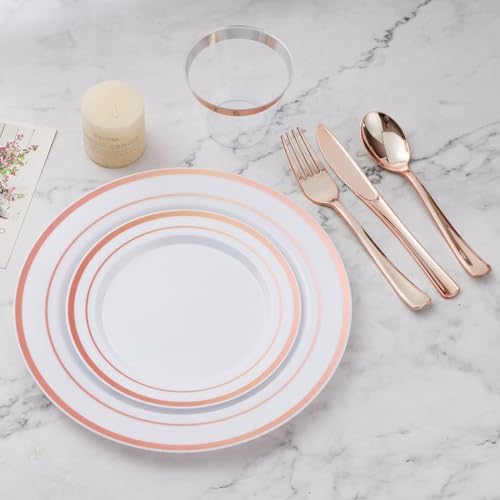 450PCS Rose Gold Dinnerware Set for 75 Guests in 75 Guests in Rose Gold