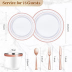 450PCS Rose Gold Dinnerware Set for 75 Guests in 75 Guests in Rose Gold, alternate view 2