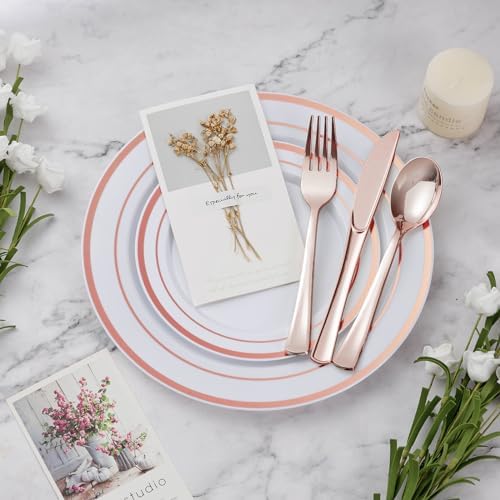 450PCS Rose Gold Dinnerware Set for 75 Guests in 75 Guests in Rose Gold, alternate view 3