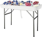 46" Extra Large Party Ice Cooler Folding Table, Portable Tailgate Camp Fishing Cleaning, Plastic with Matching, alternate