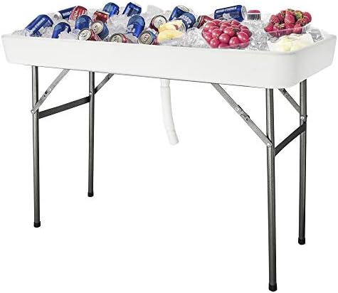 46" Extra Large Party Ice Cooler Folding Table, Portable Tailgate Camp Fishing Cleaning, Plastic with Matching, alternate
