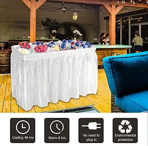 46" Extra Large Party Ice Cooler Folding Table, Portable Tailgate Camp Fishing Cleaning, Plastic with Matching, alternate