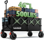 46" L Collapsible Foldable Extended Wagon, 500LB Weight Capacity with 280L Heavy Duty Folding Cart, Utility