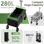 46" L Collapsible Foldable Extended Wagon, 500LB Weight Capacity with 280L Heavy Duty Folding Cart, Utility, alternate view 3