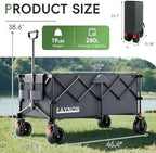 46" L Collapsible Foldable Extended Wagon, 500LB Weight Capacity with 280L Heavy Duty Folding Cart, Utility, alternate view 3