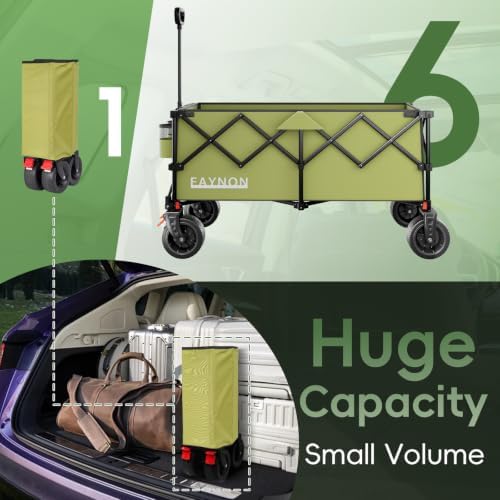 46" L Collapsible Foldable Extended Wagon, 500LB Weight Capacity with 280L Heavy Duty Folding Cart, Utility, alternate view 5