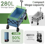 46" L Collapsible Foldable Extended Wagon, 500LB Weight Capacity with 280L Heavy Duty Folding Cart, Utility, alternate view 4