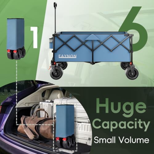 46" L Collapsible Foldable Extended Wagon, 500LB Weight Capacity with 280L Heavy Duty Folding Cart, Utility, alternate view 5
