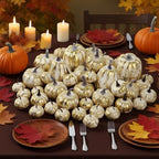 46 Pcs Artificial Gold Pumpkins Fall Decorations for Home, alternate view 2