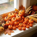 46 Pcs Artificial Pumpkins Fall Decorations, Orange, alternate view 2
