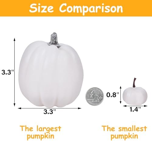46 Pcs Artificial White Pumpkins Fall Decorations, alternate view 6