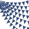 46Ft Blue Party Decorations Deep Blue Nautical Burlap Banner Triangle Pennant Flag Linen Garland Streamers for