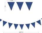 46Ft Blue Party Decorations Deep Blue Nautical Burlap Banner Triangle Pennant Flag Linen Garland Streamers for, alternate